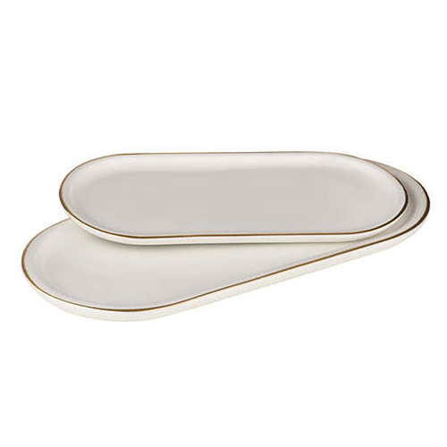 2pc Tempa Asteria White Oblong Serving Tray Set