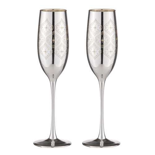 2PK Estelle 240ml Champagne Glass Drinkware - Silver