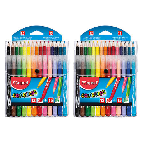 2x Maped ColorPeps Multi Pack with Colour pencils & Felt Tip Pens