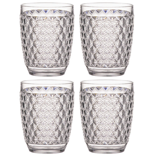 4PK Tate Geometric 350ml Acrylic Tumbler Drinking Water/Juice Cup Set - Clear