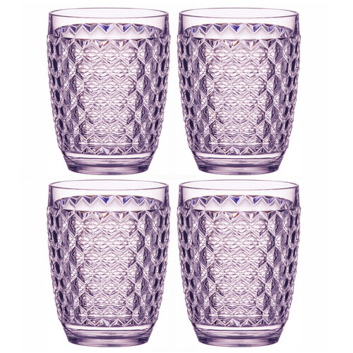 4PK Tate Geometric 350ml Acrylic Tumbler Drinking Water/Juice Cup Set - Lilac