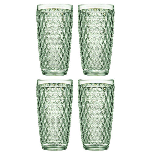 4PK Tate Geometric 450ml Highball Acrylic Tumbler Drinking Cup - Forest