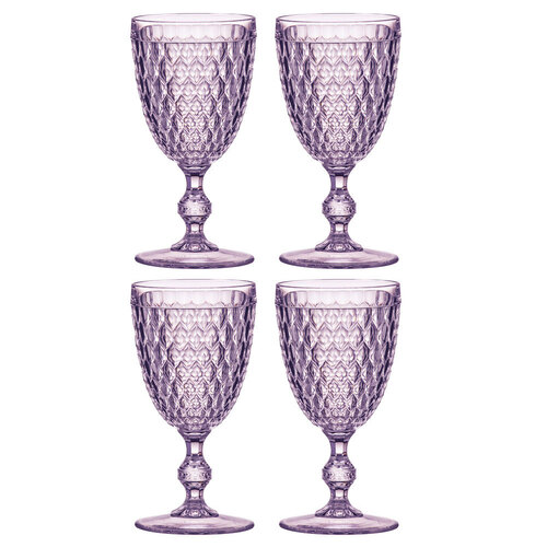 4PK Tate Geometric 350ml Acrylic Wine Glass Drinking Cup - Lilac