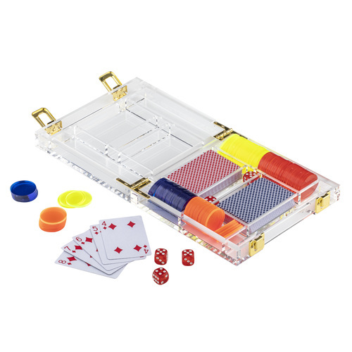 Bonnie Portable Hand-Crafted Acrylic Poker/Playing Card/Chips Game Set