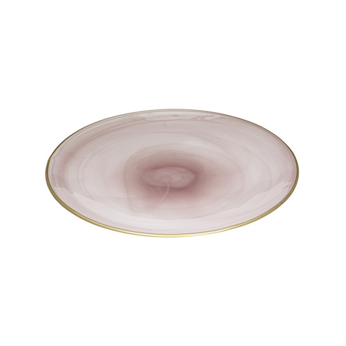 Ismay Round 21cm Glass Plate Food Dish Serving Tableware - Pink