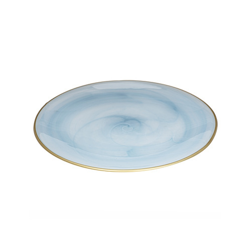 Ismay Round 21cm Glass Plate Food Dish Serving Tableware - Blue