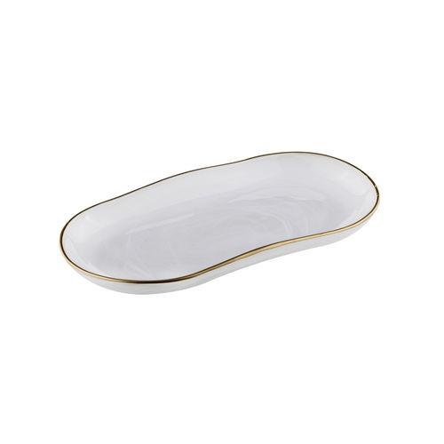 Ismay Small 26.5cm Glass Oblong Platter Dinnerware - White
