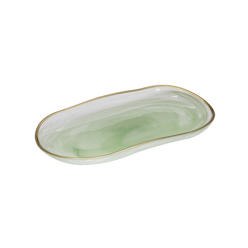 Ismay Small 26.5cm Glass Oblong Platter Dinnerware - Green