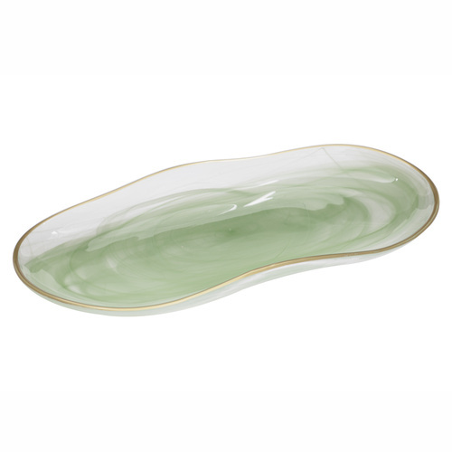 Ismay Large 35cm Glass Oblong Platter Dinnerware - Green