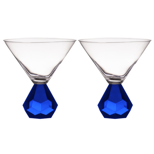 2PK Zhara 200ml Martini Glass Cocktail Drinkware Cup - Sapphire