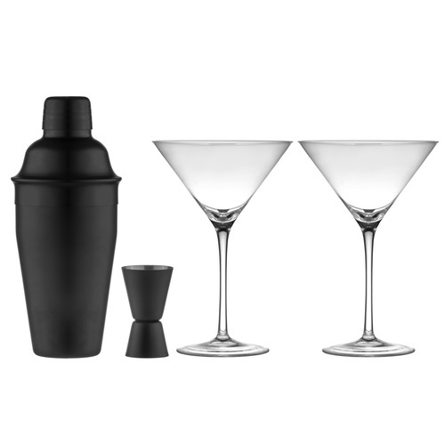 4pc Aurora 500ml Cocktail Shaker 15/30ml Jigger/Glasses Set Matte Black