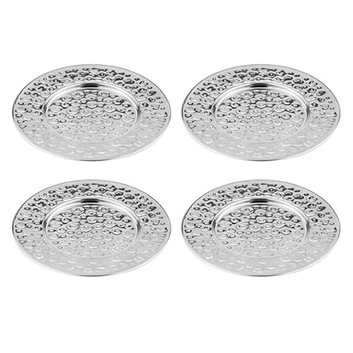 4PK Spencer Hammered 13cm Metallic Coaster Set - Silver