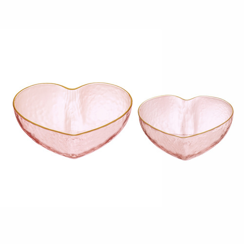 2pc Amour Pink Tinted Glassware/Serveware Bowl 12 x 10cm / 14 x 13cm Set