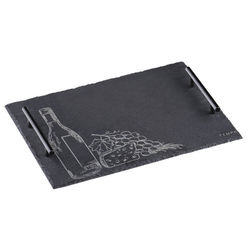 Tempa Tuscany Slate/Metal Food Serving Tray 38x28x4.2cm Black 