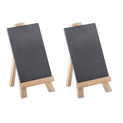 2x Tempa Tuscany Small Slate Chalk Board 9.9x0.4x15cm w/ Stand