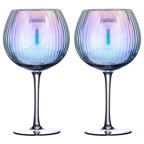 2pc Tempa Thalia 685ml Crystal Gin Glass Set - Black Pearl