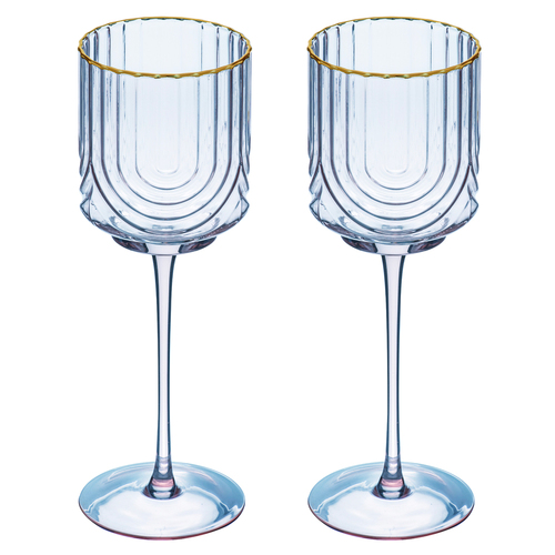 2pc Tempa Florence 350ml Stemmed Wine Glass - Tranquil Blue