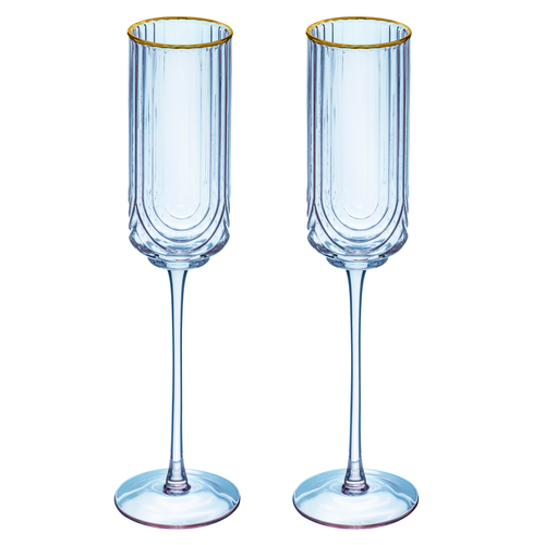 2pc Tempa Florence 230ml Champagne Flute Glass - Tranquil Blue