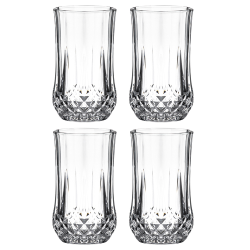 4pc Tempa Jasper Highball Glass Tumbler Drinking Cup Set - Clear