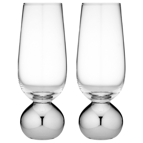 2pc Tempa Astrid 275ml Crystal Champagne Glass Set - Silver