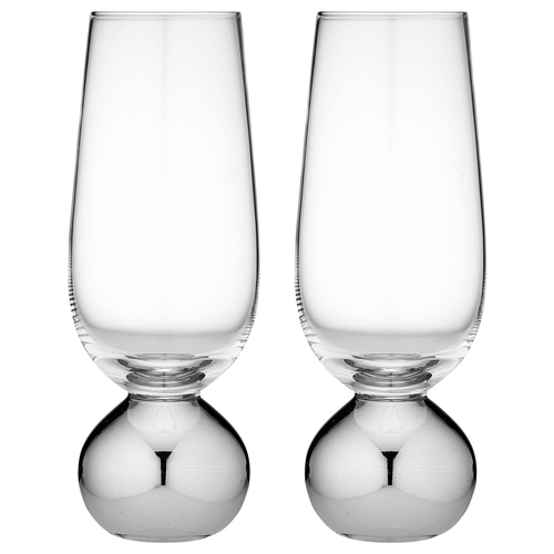 2pc Tempa Astrid 275ml Crystal Champagne Glass Set - Silver