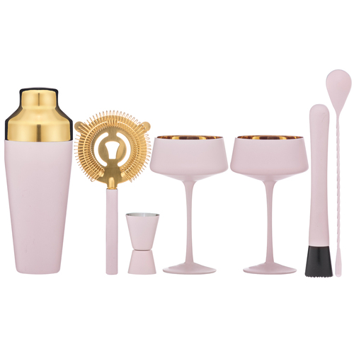 7pc Tempa Tiffany Stainless Steel Ultimate Cocktail Set - Bare Pink