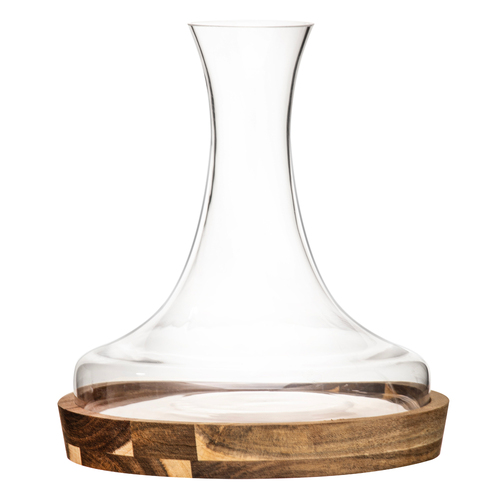 Tempa Harvey 1.6L Glass Wine Decanter w/ Acacia Wood Holder - Clear