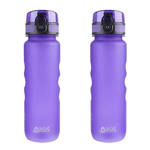2PK Oasis Tritan Ergonomic Leak-Proof Sports Water Drink Bottle 550ml Purple