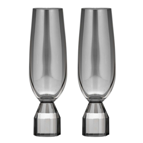 2PK Tempa Ava 205ml/17cm Crystal Champagne Glass - Charcoal