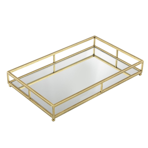 Tempa Bradley Rectangular 40x24.5cm Iron/Glass Serving Tray - Gold