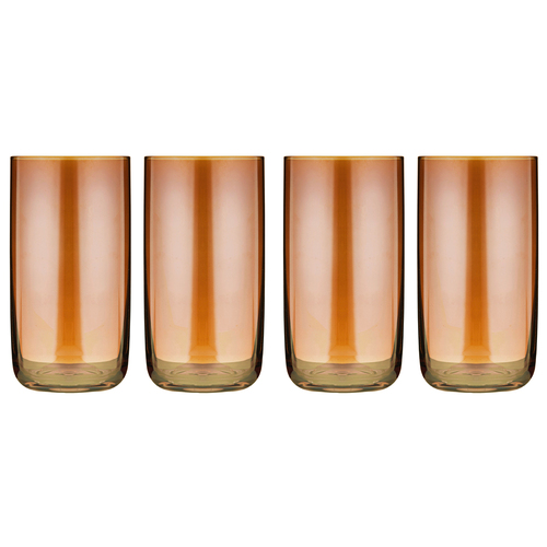 2x 2pc Tempa Verity Highball Tumbler Drinking Glass Set - Amber