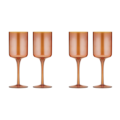 2x 2pc Tempa Verity Crystal Clear Wine Glass Home Barware - Amber
