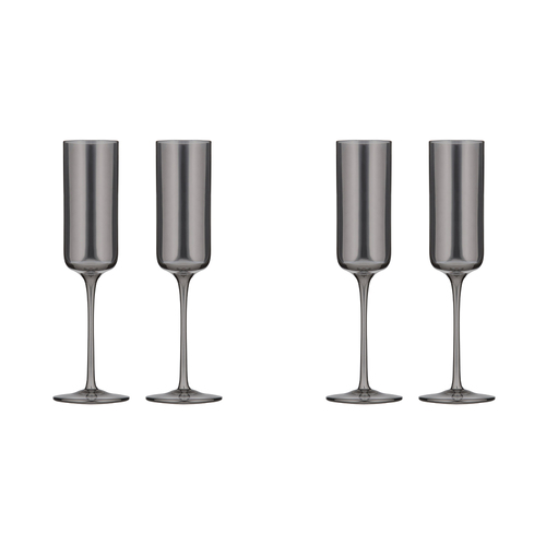 2x 2pc Tempa Verity Champagne Crystal Glass Set - Smoke