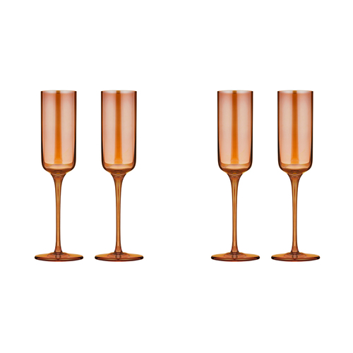 2x 2pc Tempa Verity Champagne Crystal Glass Set - Amber