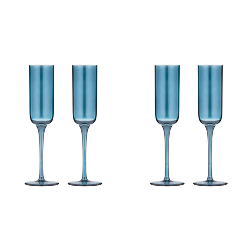 2x 2pc Tempa Verity Champagne Crystal Glass Set - Sapphire