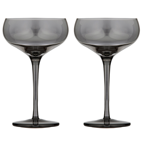 2pc Tempa Verity Drinking Crystal Stemware Coupe Glass Set - Smoke