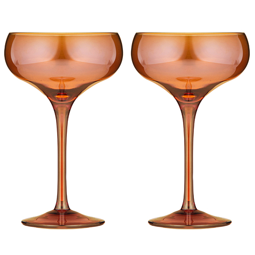 2pc Tempa Verity Drinking Crystal Stemware Coupe Glass Set - Amber