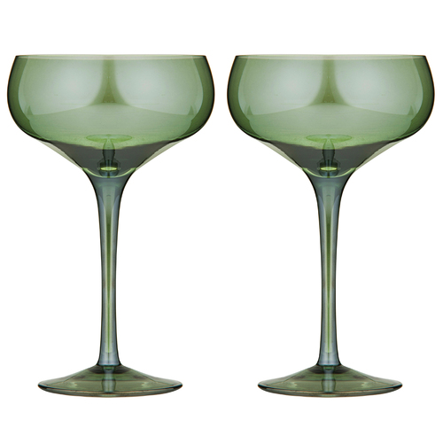 2pc Tempa Verity Drinking Crystal Stemware Coupe Glass Set - Fern