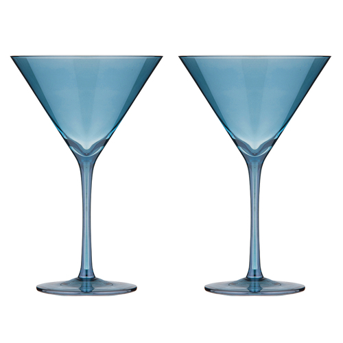 2pc Tempa Verity Drinking Crystal Stemware Martini Glass Set - Sapphire