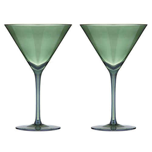2pc Tempa Verity Drinking Crystal Stemware Martini Glass Set - Fern