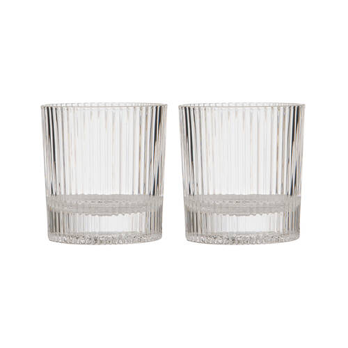 2pc Tempa Cyrus Thin Ribbed Whisky Drinking Glasses Set Clear