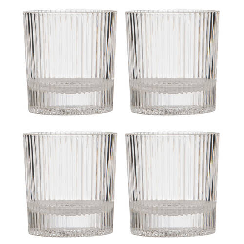 2x 2pc Tempa Cyrus Thin Ribbed Whisky Drinking Glasses Set Clear