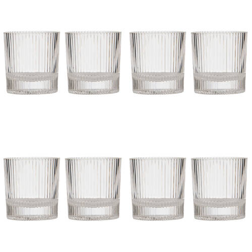 4x 2pc Tempa Cyrus Thin Ribbed Whisky Drinking Glasses Set Clear