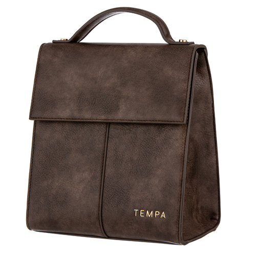 Tempa Harley PU Leather Insulated Lunch Bag/Tote - Chocolate Brown