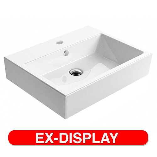 Astra Walker ELM Ceramic Wall Mounted 1 Tap Hole Basin White