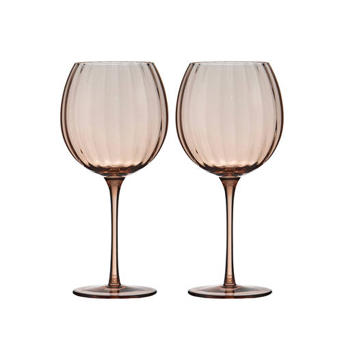 4pc Tempa Sienna Rippled Gin Drinking Glasses Set 21cm Blush Pink
