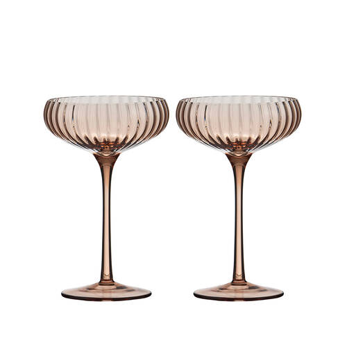 4pc Tempa Sienna Rippled Cocktail Drinking Glasses Set 16.5cm Blush Pink