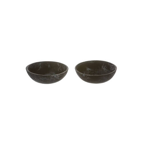 2pc Tempa Bennett Marble Finish Resin Serving Bowl Set 10cm Black