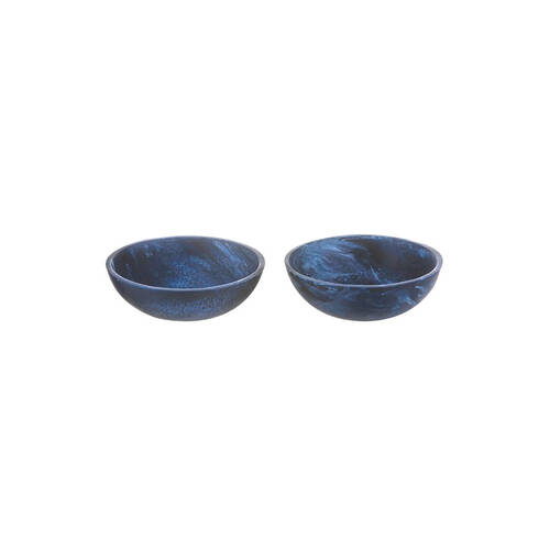 2pc Tempa Bennett Marble Finish Resin Serving Bowl Set 10cm Blue