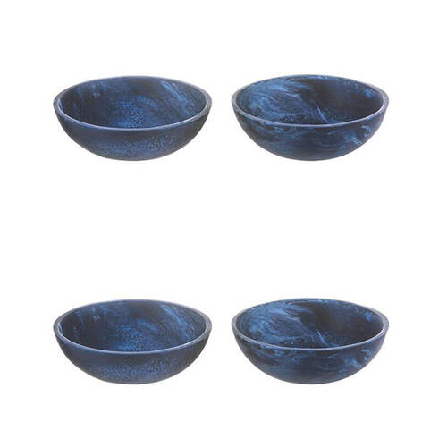 2x 2pc Tempa Bennett Marble Finish Resin Serving Bowl Set 10cm Blue